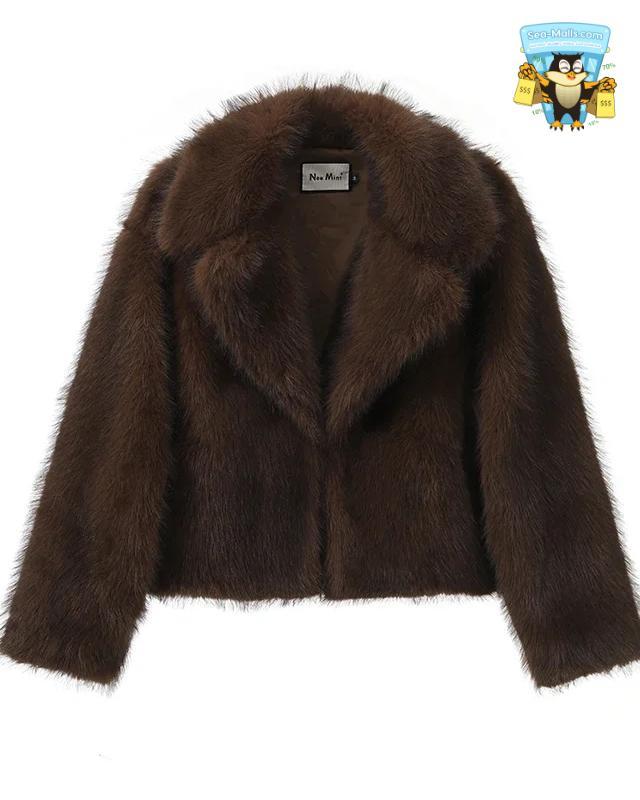 Gradient Faux Fur Jacket Women Winter Fluffy Fox Fur Coat
