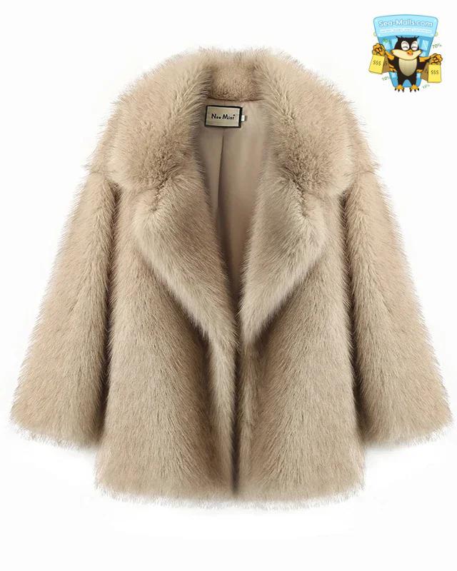 Oversized Faux Fox Fur Jacket Women Winter Outerwear