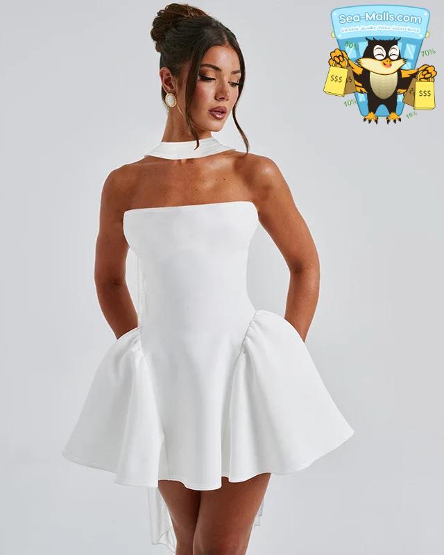 Strapless A-line Mini Dress Backless Bodycon Party Dress for Women