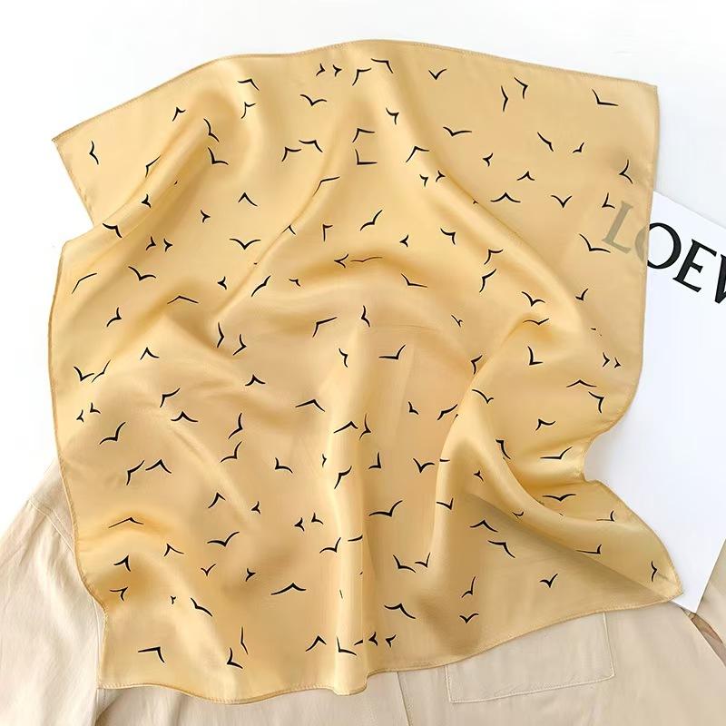 100% Pure Silk Square Scarf Women Dot Print Neckerchief Bandana