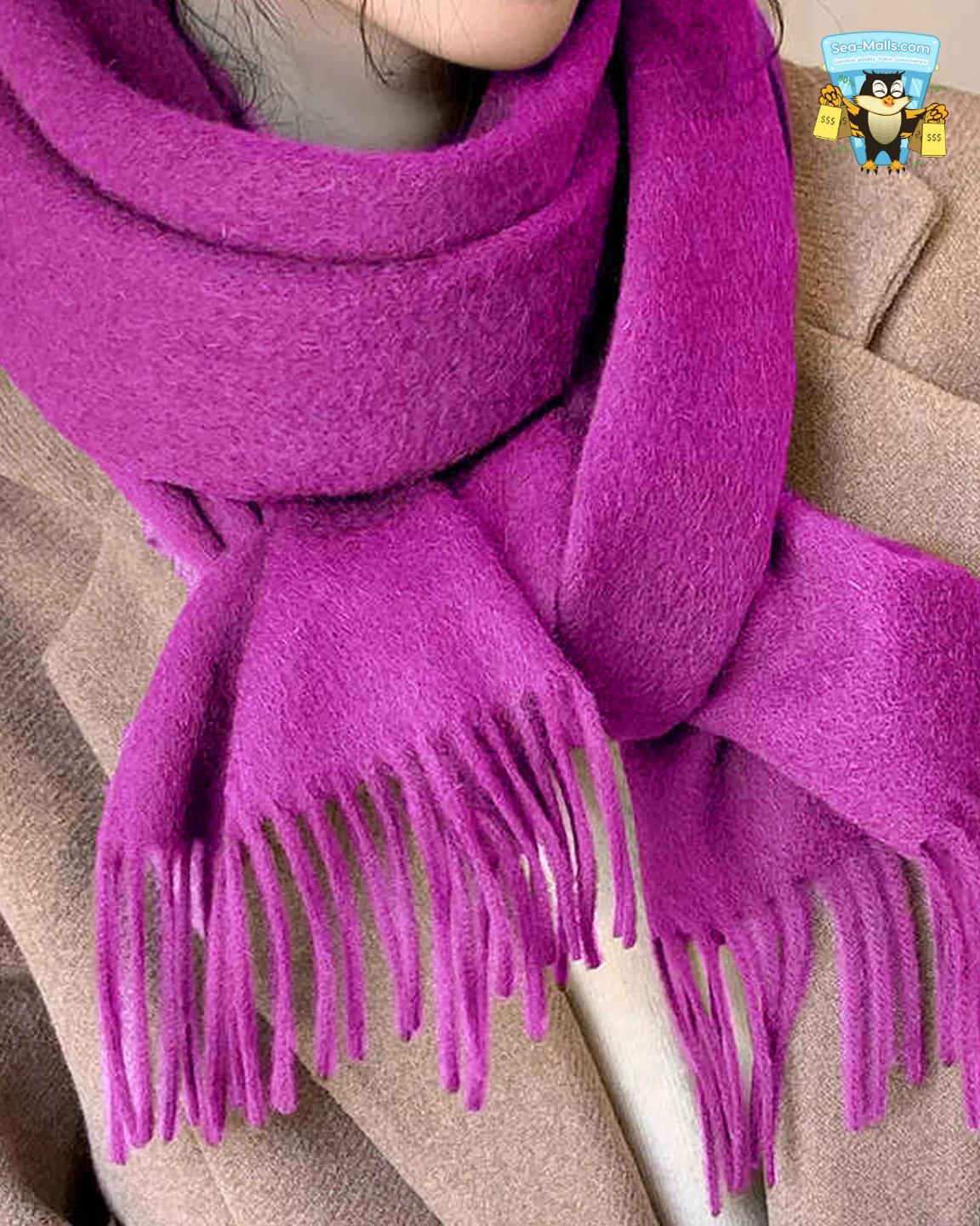 100% Wool Winter Scarf Soft Cashmere-Feel Shawl for Women