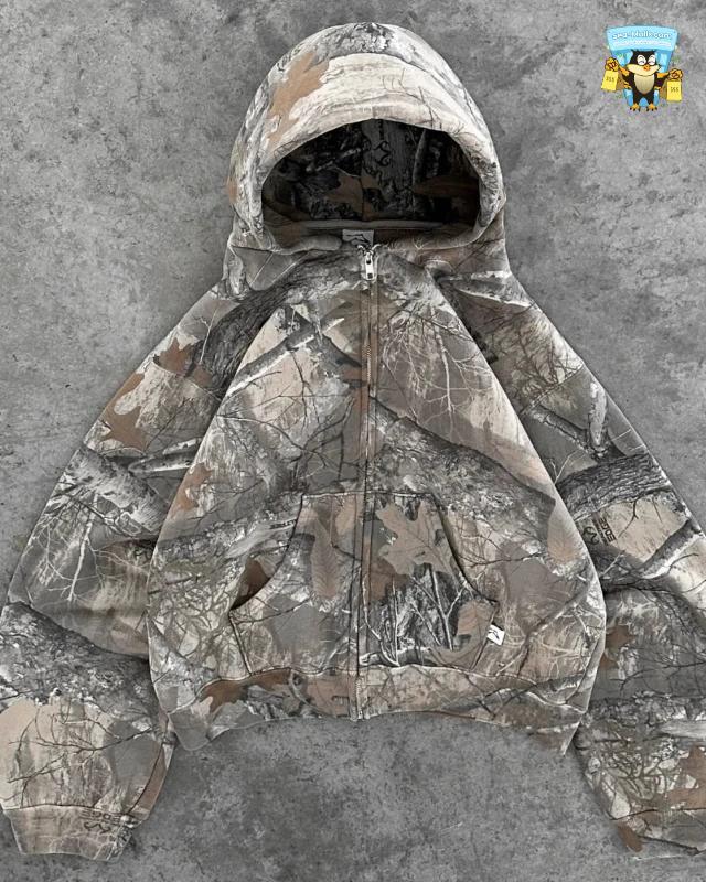 Y2K Retro Camo Zip Up Hoodie O
