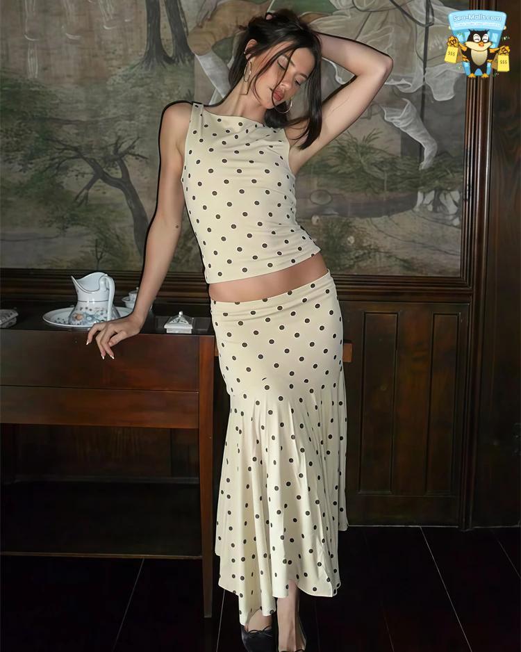 Polka Dot Y2K Skirt 2 Piece Se