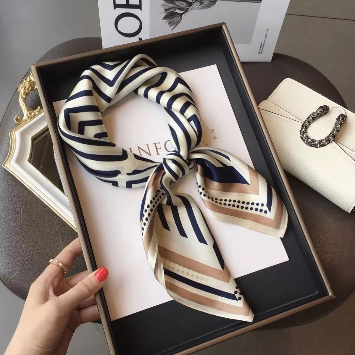 100% Natural Silk Square Scarf Women Hairband Neckerchief Wrap