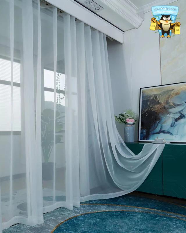 White Sheer Tulle Curtains for