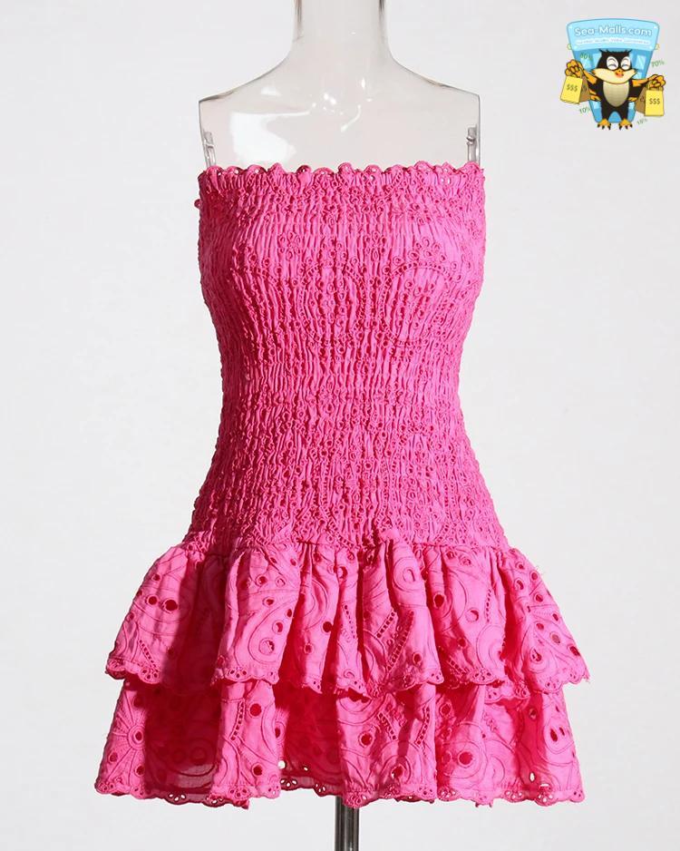 Cut Out Layered Hem Strapless Sleeveless Mini Dress