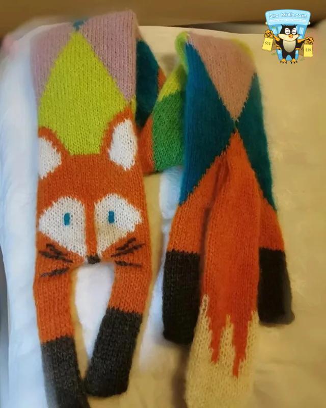Children’s Cartoon Fox Knitted Scarf Winter Warm Shawl