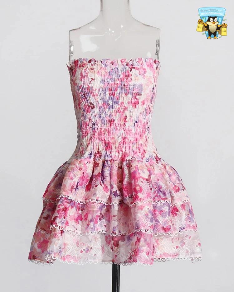 Cut Out Layered Hem Strapless Sleeveless Mini Dress