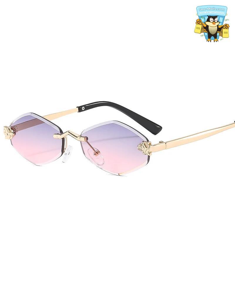 Women's Small Polygonal Sunglasses Luxury Vintage Metal Shades UV400