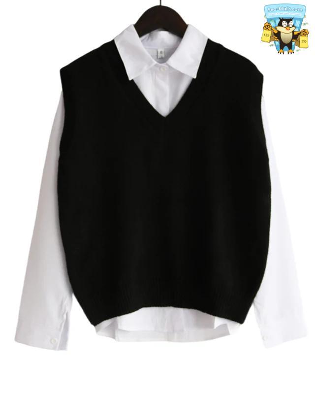 Korean V-Neck Knitted Sweater Vest
