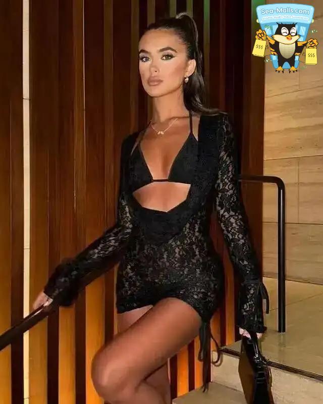 Lace Strapless Mini Dress Sexy Backless Bodycon Party Dress for Women