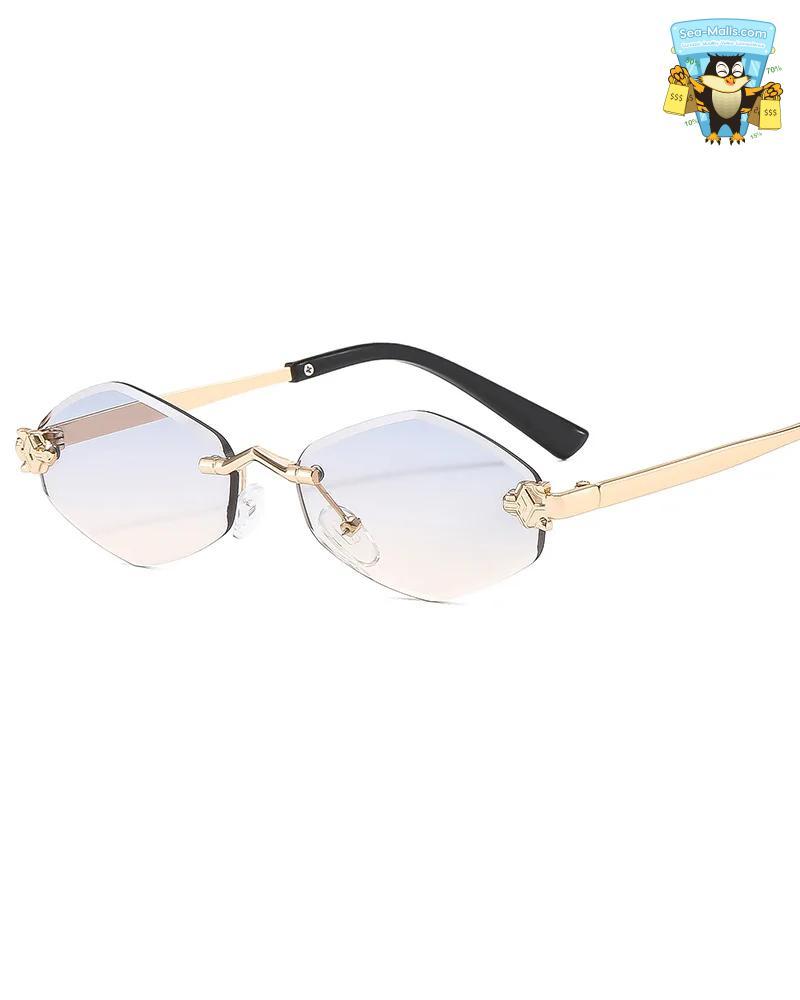 Women's Small Polygonal Sunglasses Luxury Vintage Metal Shades UV400