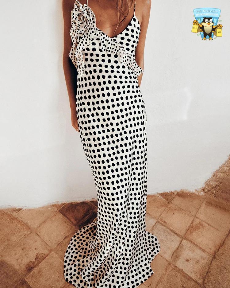 Polka Dot Spaghetti Strap Maxi