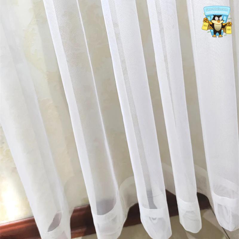 White Sheer Tulle Curtains for Bay Windows