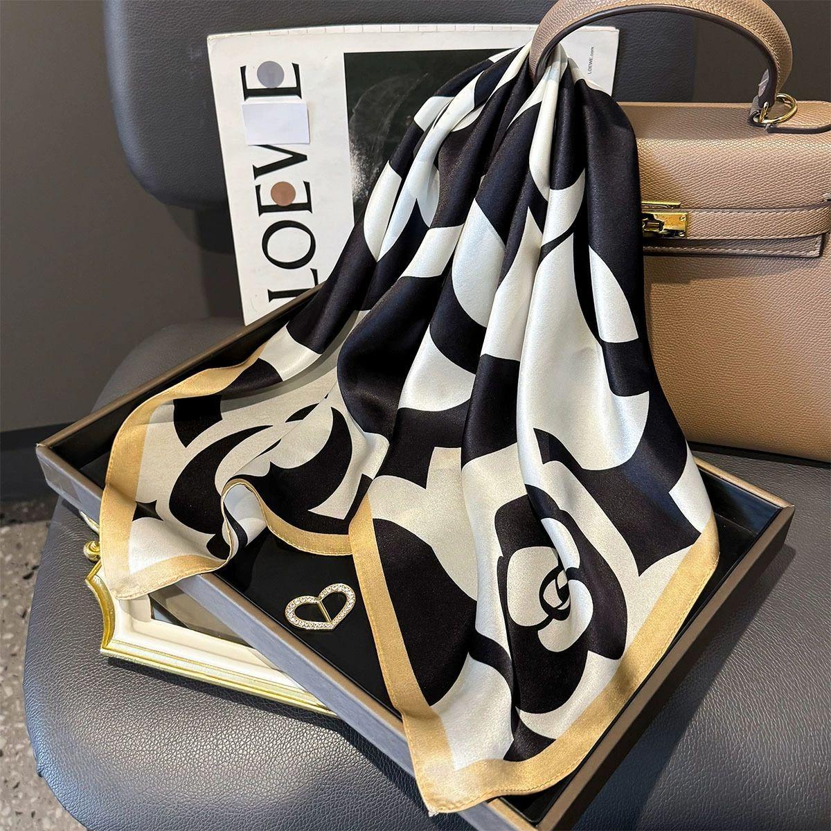 100% Mulberry Silk Square Scarf for Women