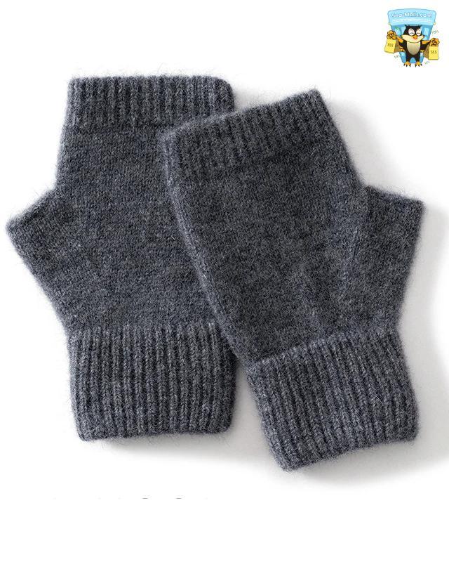 100% Merino Wool Knitted Fingerless Gloves – Warm Winter Mitts for Women