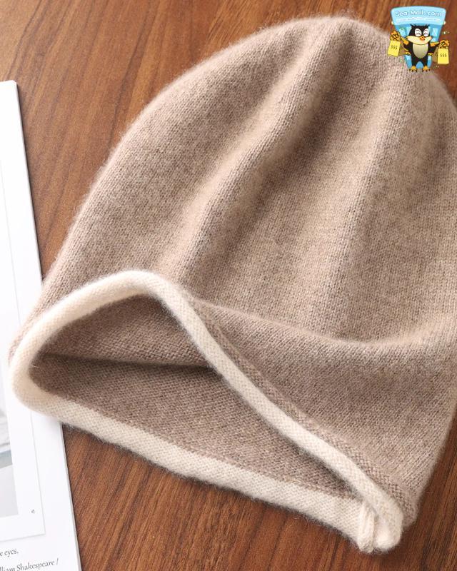 Unisex Soft Curly-Brimmed 100% Merino Wool Knitted Beanie