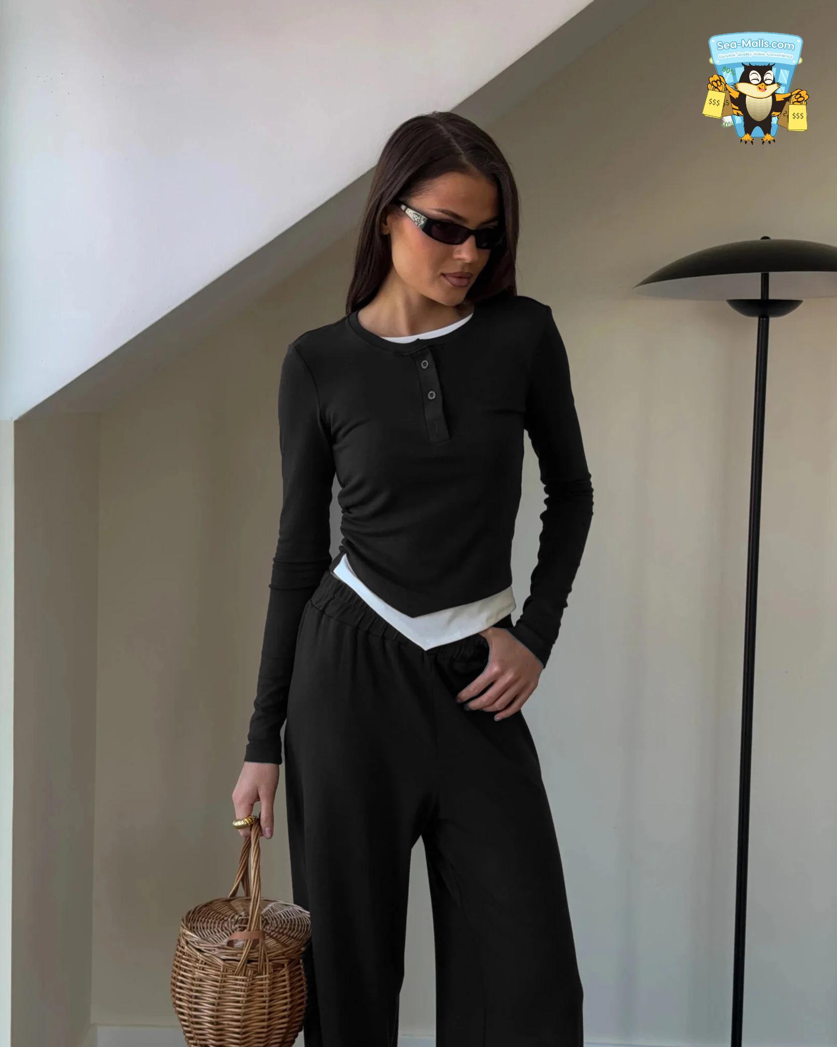 Modal Soft 2-Piece Women’s Set Long Sleeve Top & High-Waist Skirt Casual 2025