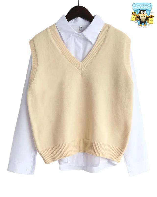 Korean V-Neck Knitted Sweater 