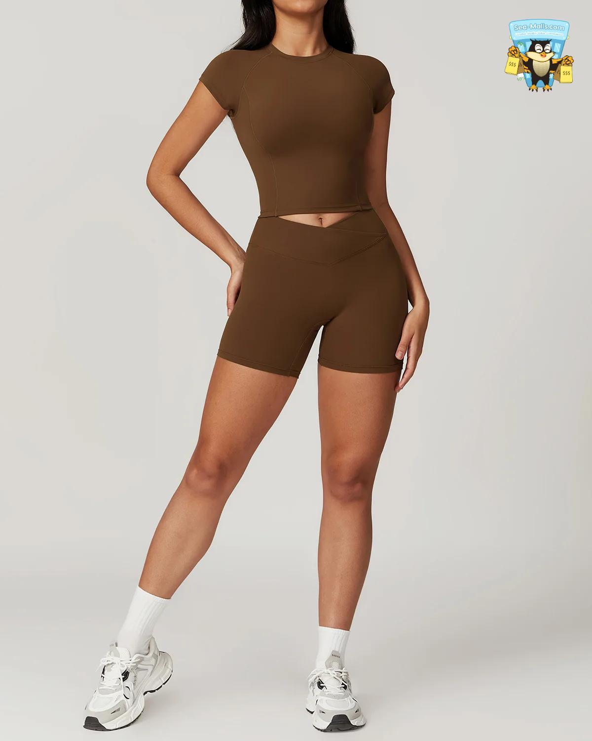 Women’s Yoga Set 2-Piece Sportswear Crop Top & High-Waist Leggings