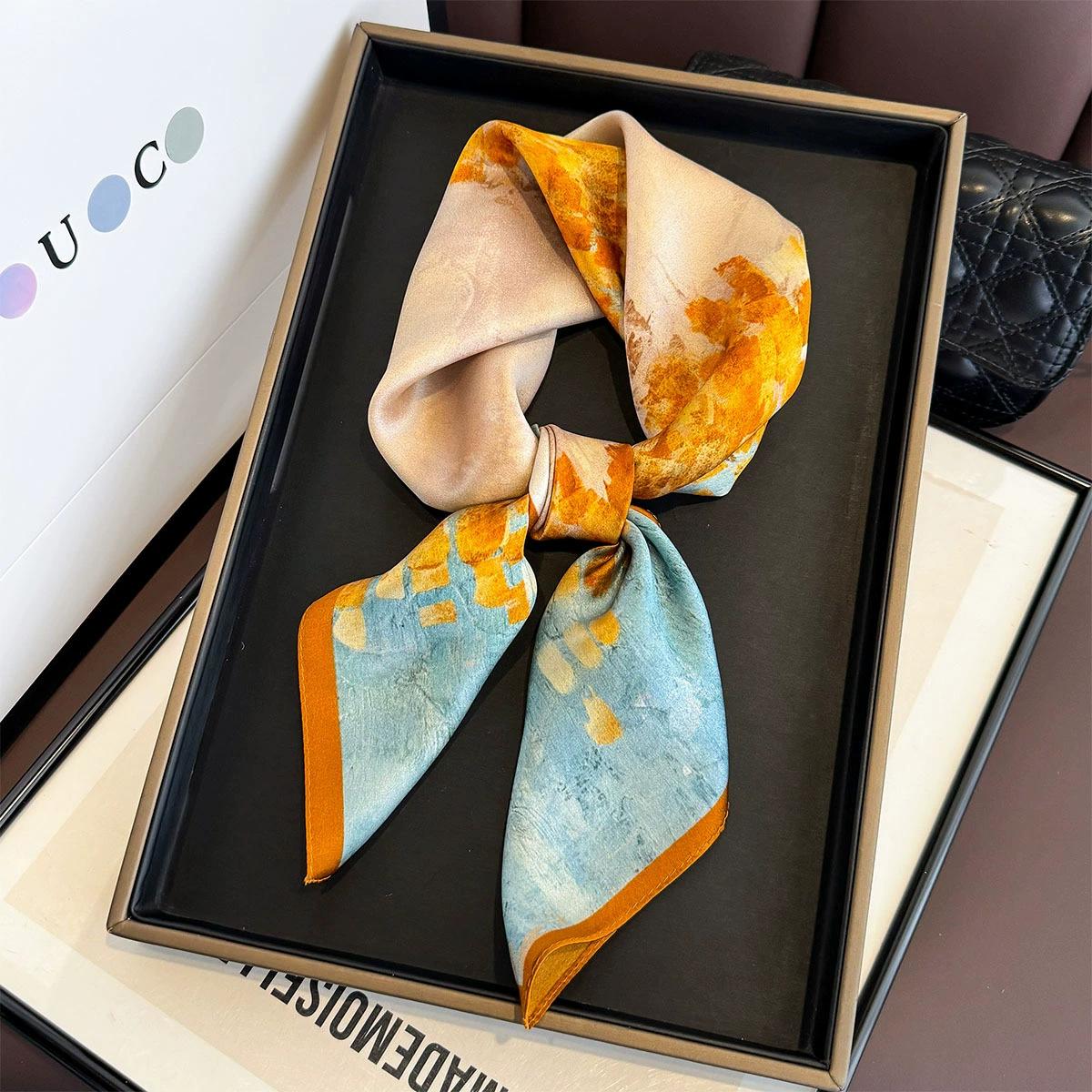100% Mulberry Silk Square Scarf for Women
