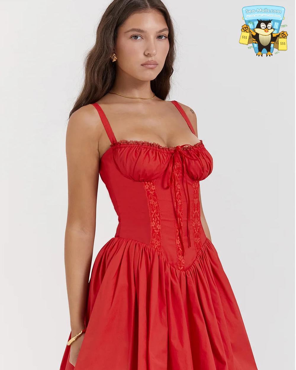 Sexy Lace Corset Mini Dress Floral Sundress