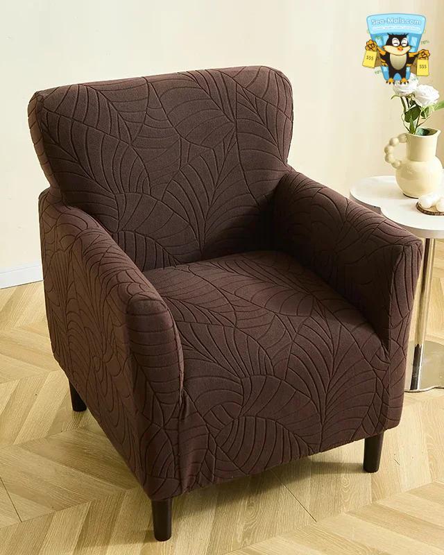 Leaves Jacquard Club Chair Cover Stretch Armchair Slipcover