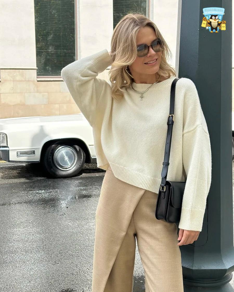 Basic O-Neck Women’s Sweater 2025 Oversized Knit Pullover Casual