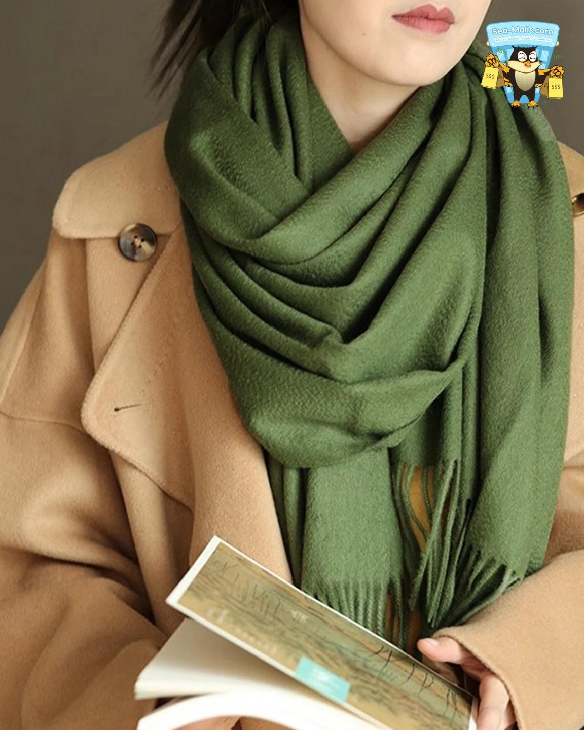 100% Wool Winter Scarf Soft Cashmere-Feel Shawl for Women