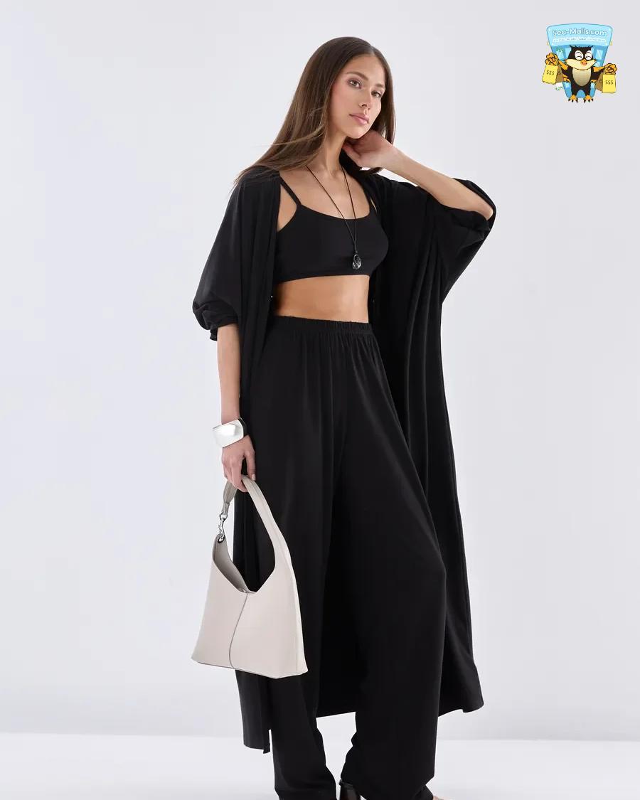 Modal 3-Piece Set Women Casual Cardigan, High Waist Pants & Vest