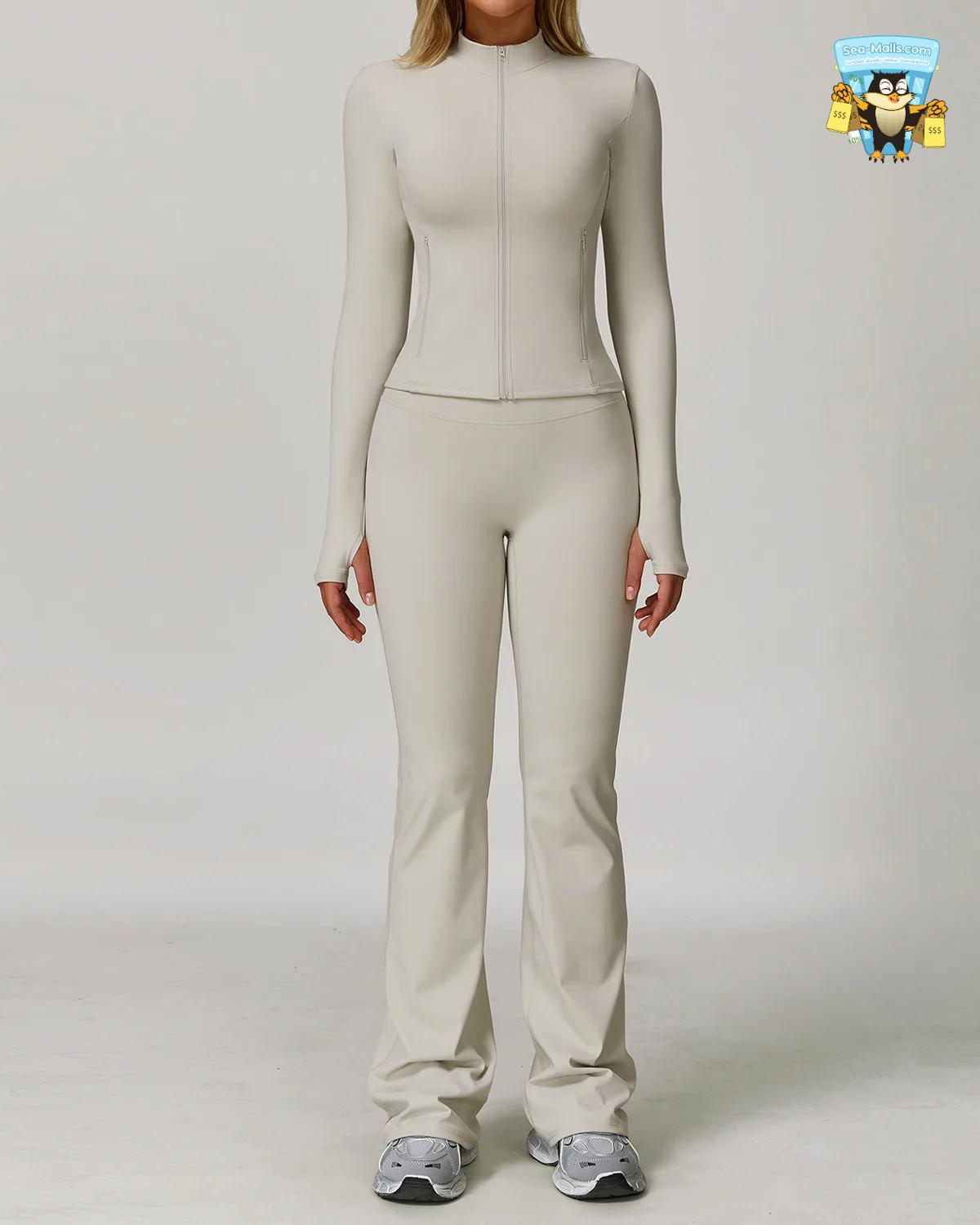 Women’s 2/3PCS Yoga Suit Set – Long Sleeve, Sports Bra & Leggings