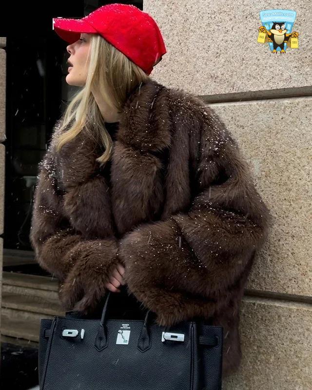 Winter Faux Fur Coat Women Flu
