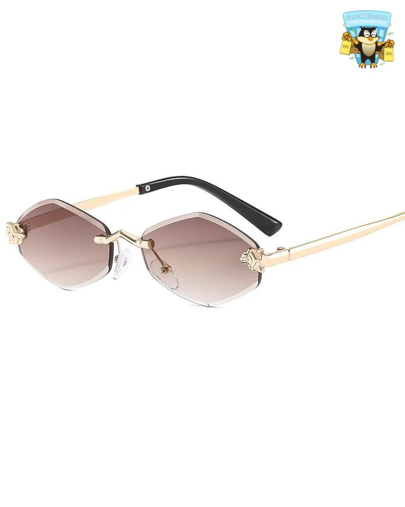 Women's Small Polygonal Sunglasses Luxury Vintage Metal Shades UV400