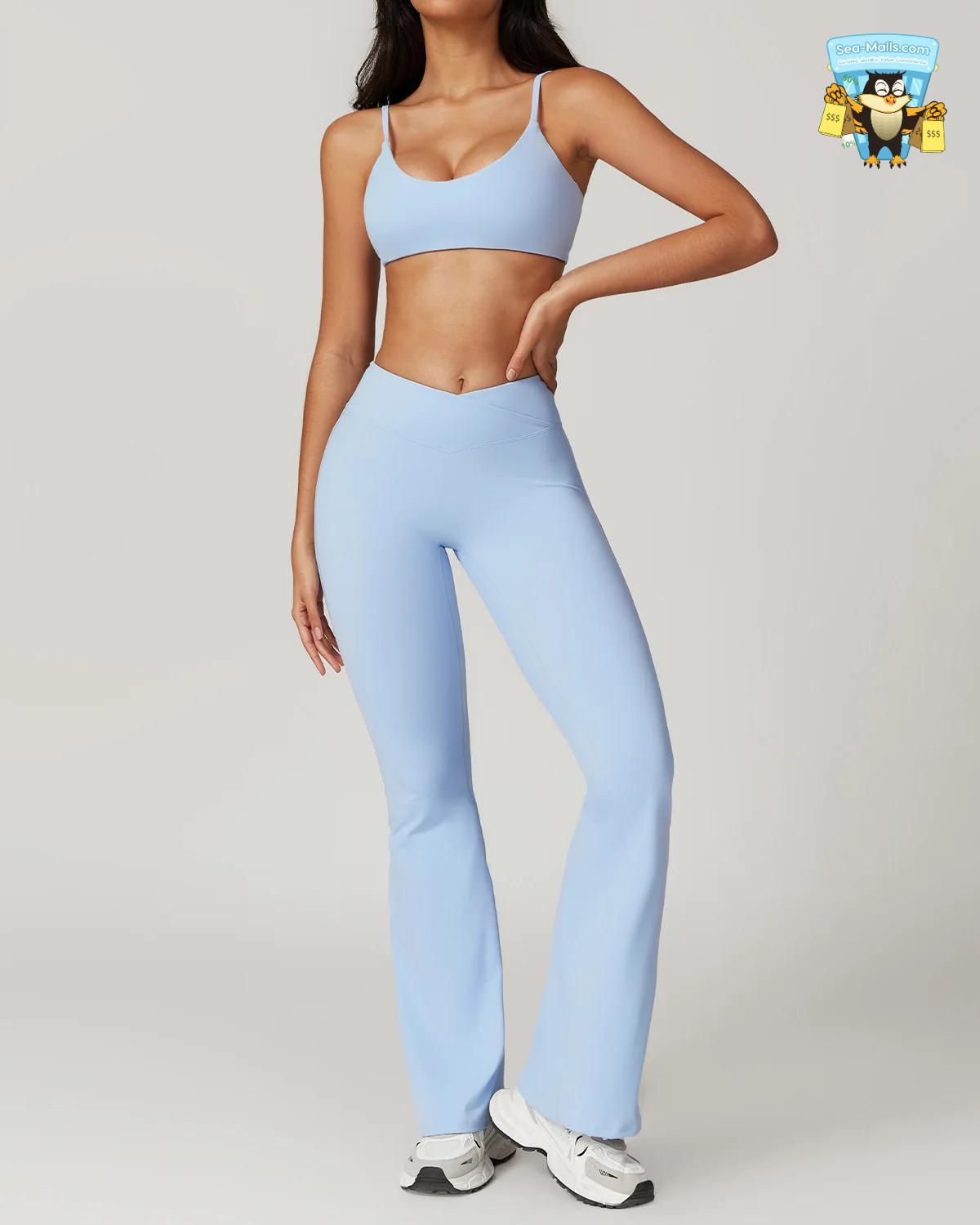 Women’s Yoga Set 2-Piece Sportswear Crop Top & High-Waist Leggings
