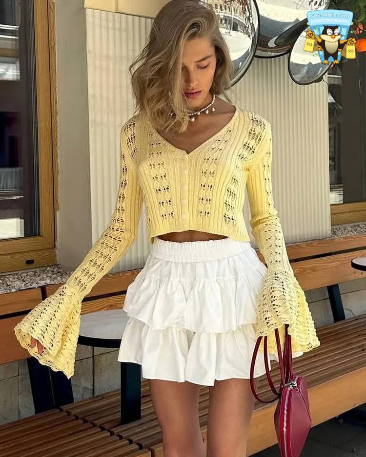 Knitwear Hollow Out Sweater Ca