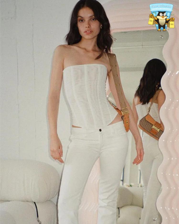 Mesh Backless Summer Vest Women’s Strapless Slim Tank Top