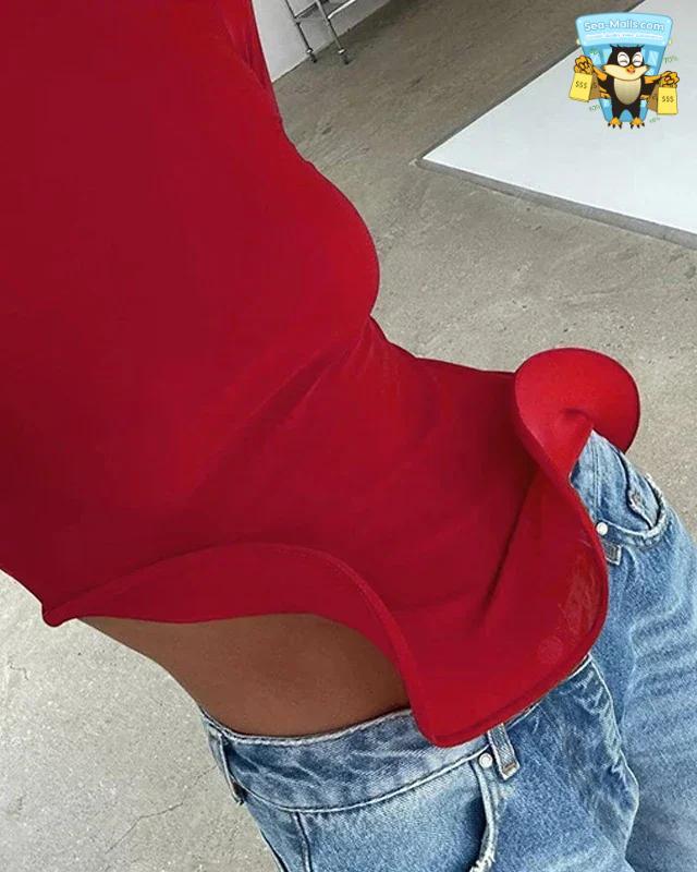 Slim Long Sleeve Ruffle T-Shir