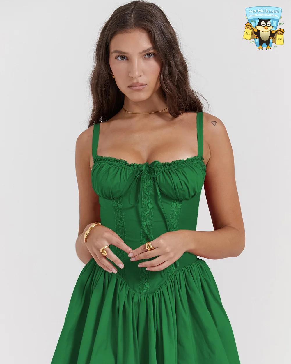 Sexy Lace Corset Mini Dress Floral Sundress