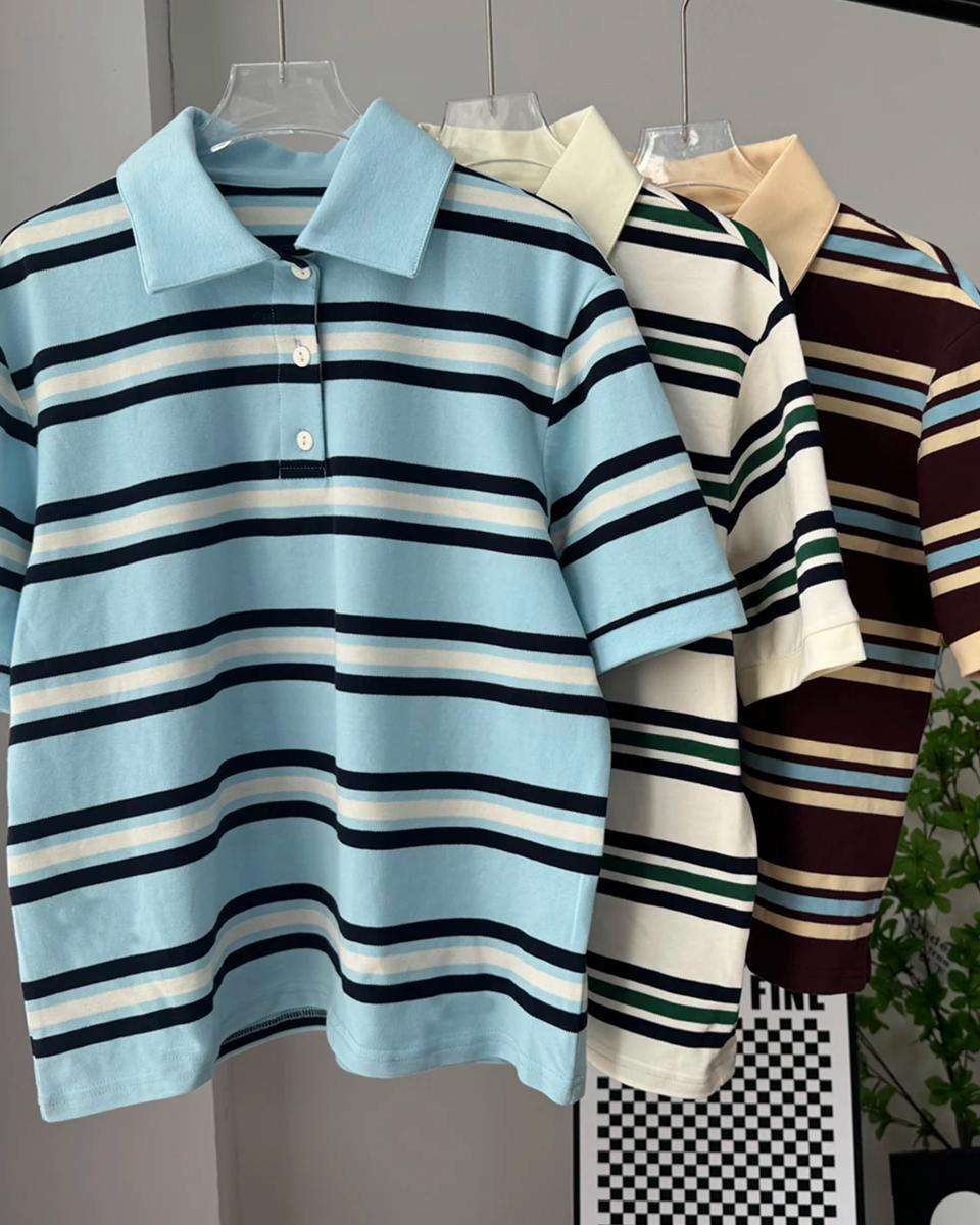 Polo Neck Cotton Crop Top Loos