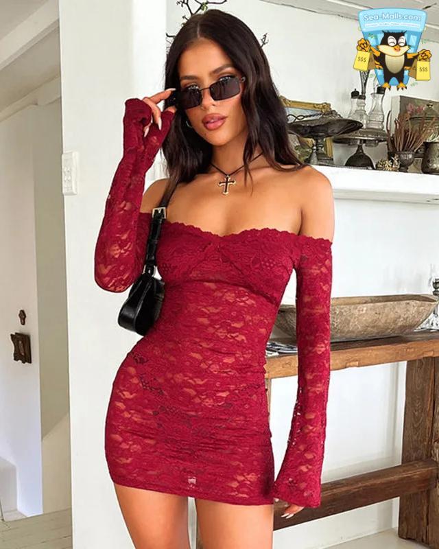 Lace Strapless Mini Dress Sexy Backless Bodycon Party Dress for Women