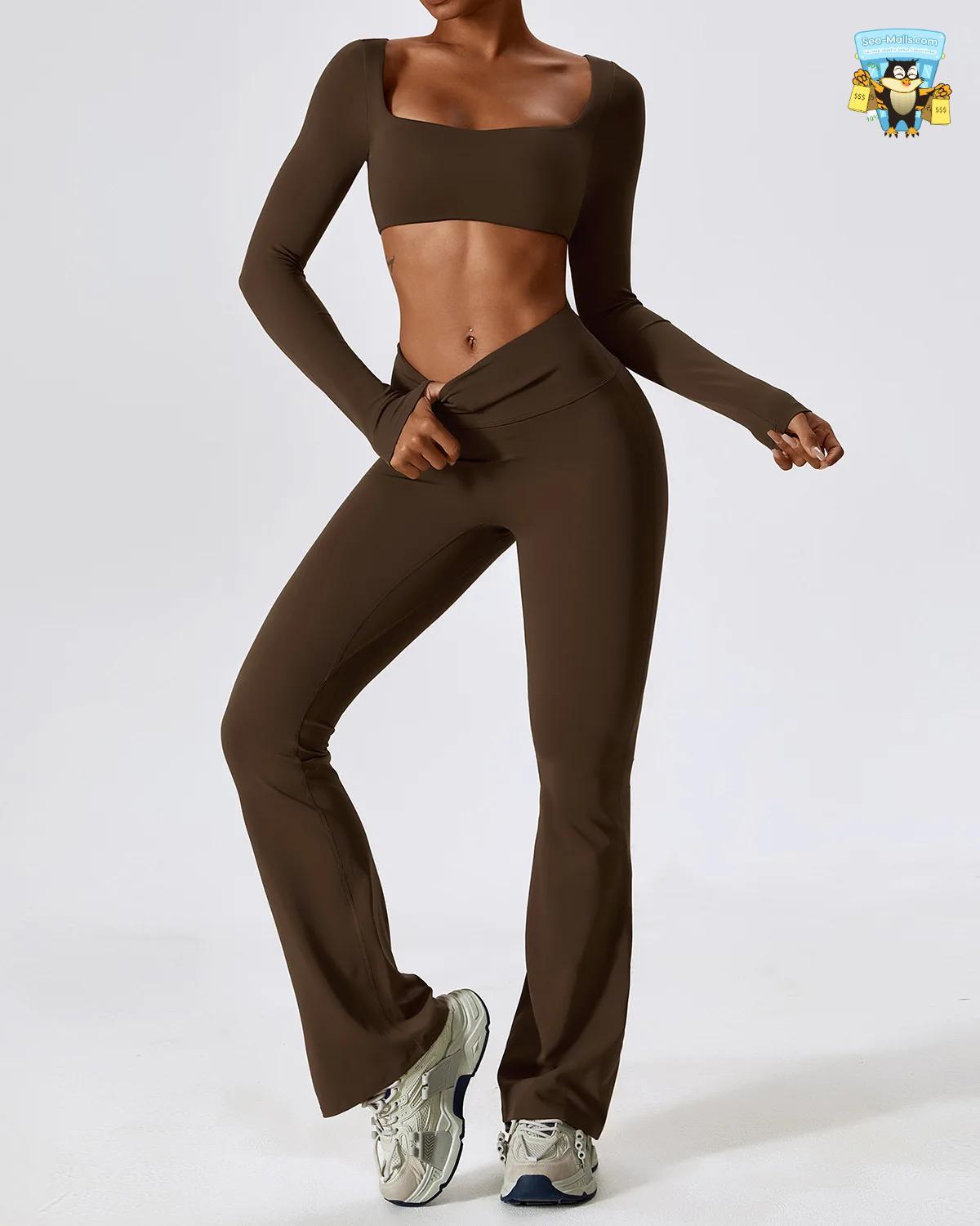 Yoga Set 2PCS Seamless Long Sleeve Crop Top & Leggings