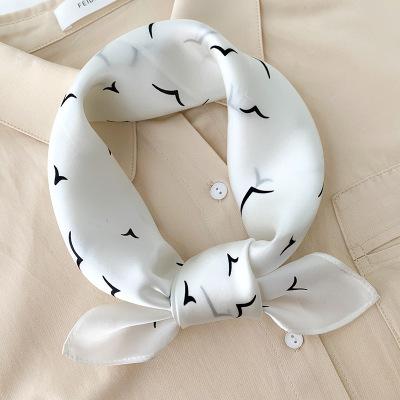 100% Pure Silk Square Scarf Women Dot Print Neckerchief Bandana