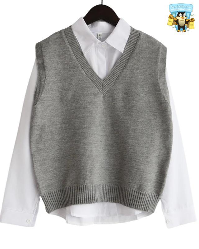 Korean V-Neck Knitted Sweater Vest