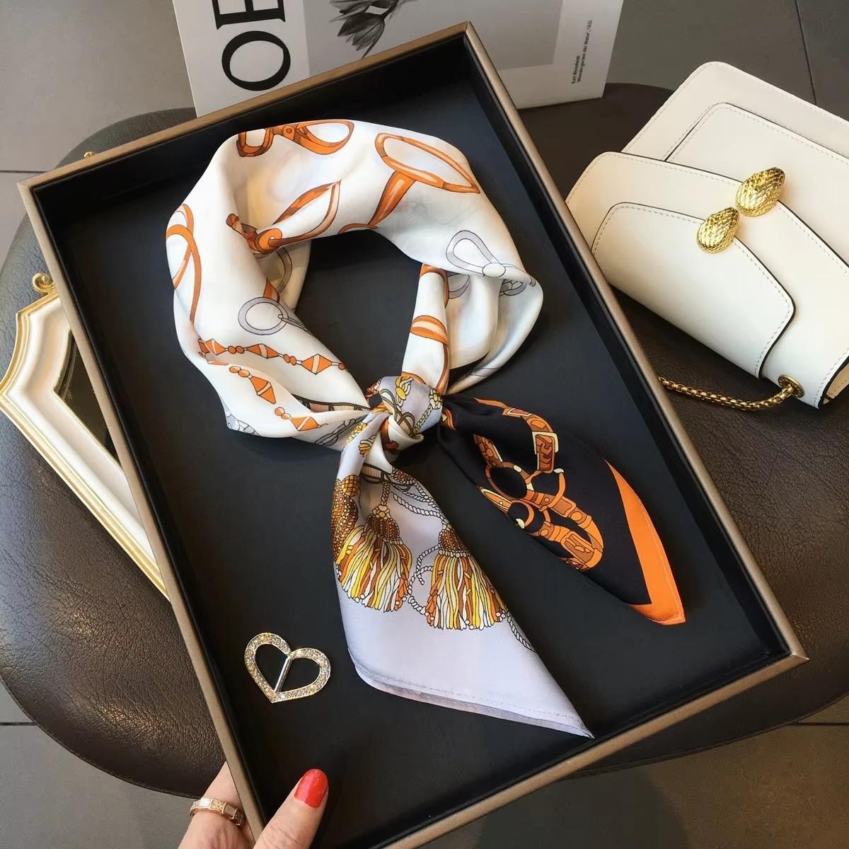 100% Natural Silk Square Scarf Women Hairband Neckerchief Wrap