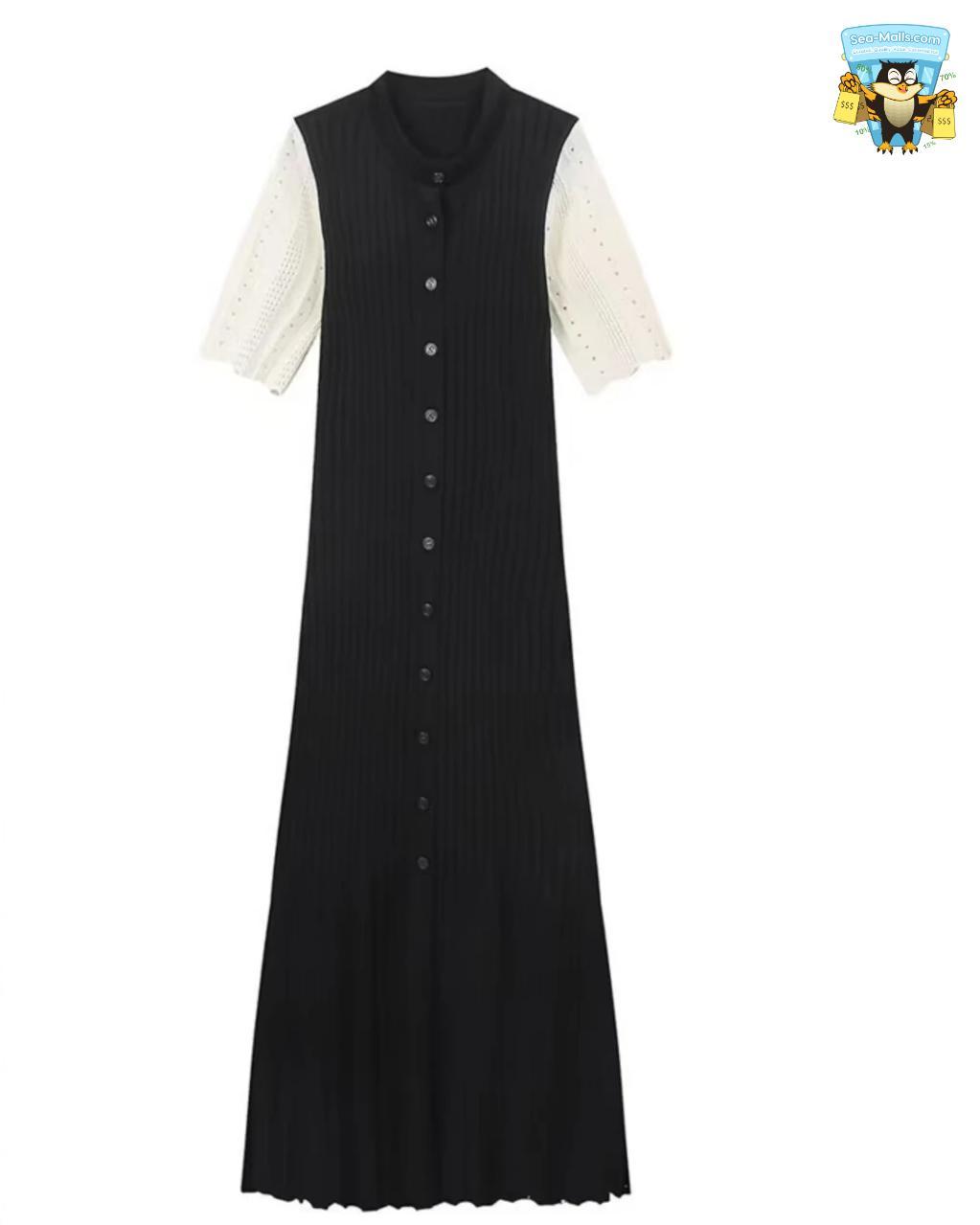 Elegant Knitted Single-Breasted Summer Midi Dress