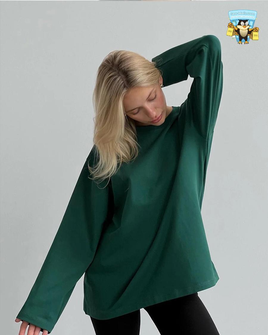 Oversized O-Neck T-Shirt Women 100% Cotton Casual Loose Fit