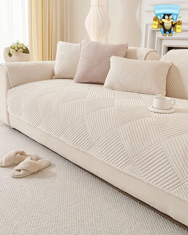 Solid Color Soft Sofa Mat Cover Non-Slip Couch Protector