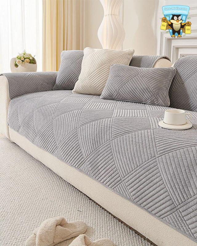Solid Color Soft Sofa Mat Cover Non-Slip Couch Protector