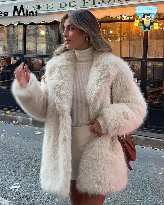 Lapels Faux Fur Coat Women Win