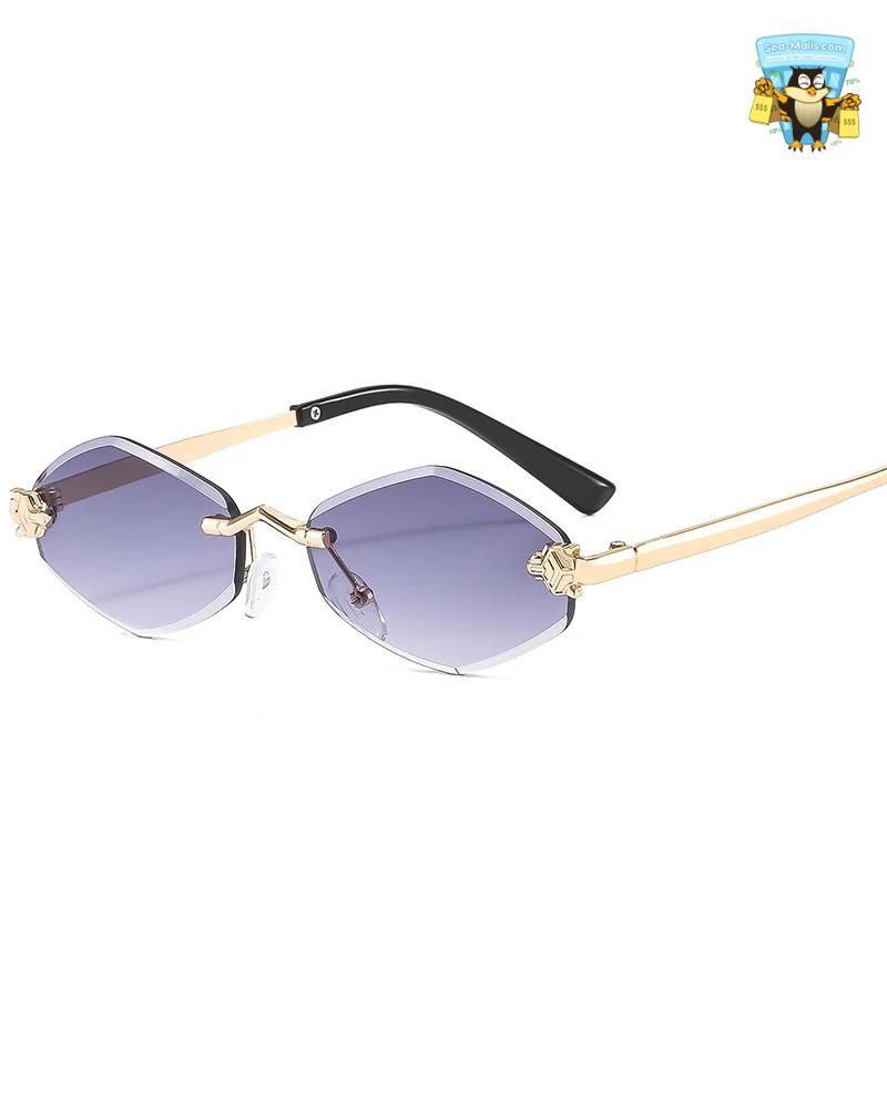 Women's Small Polygonal Sunglasses Luxury Vintage Metal Shades UV400